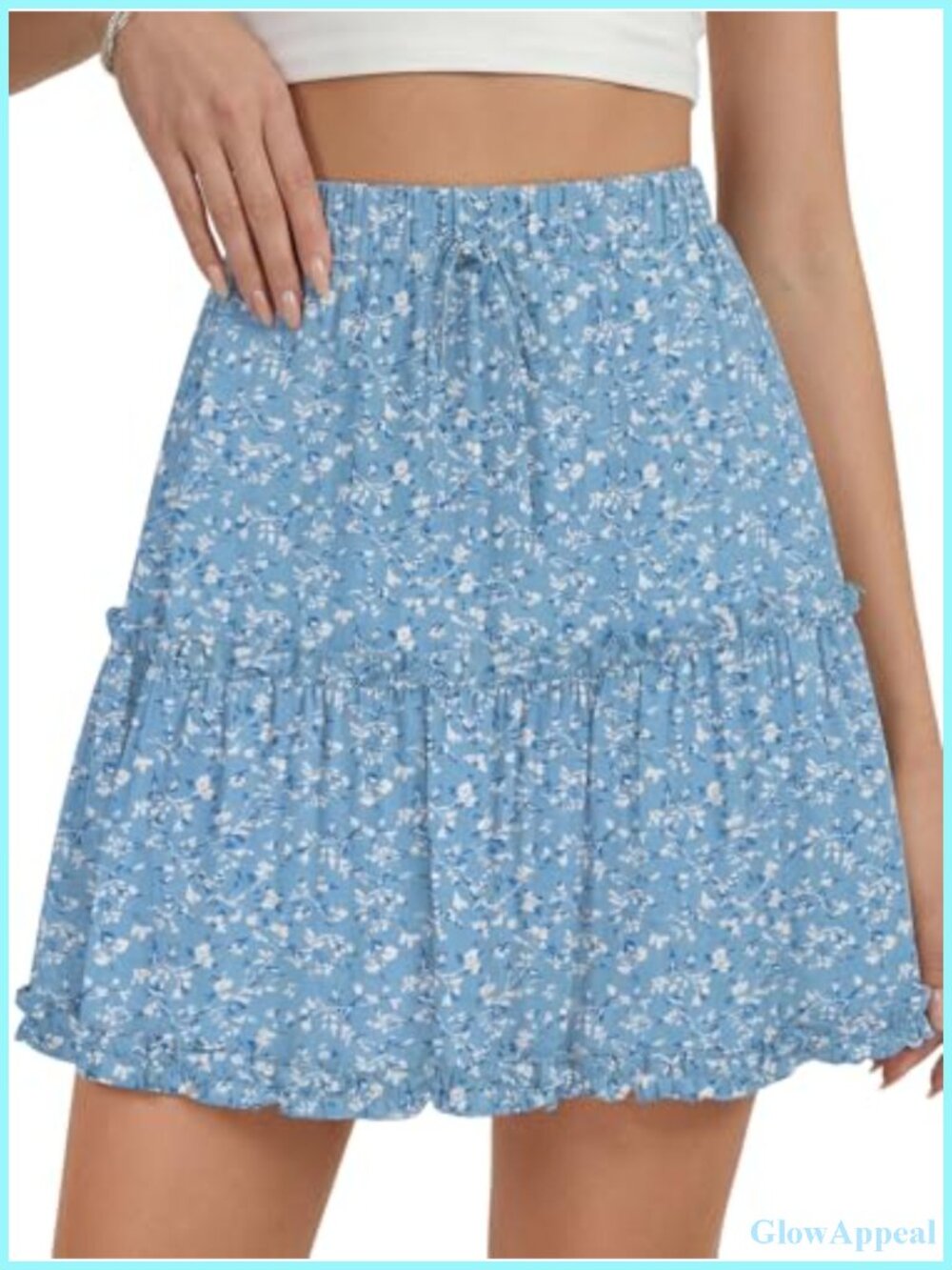 Boho High Waisted Flowy Tiered Ruffle Mini Skirt Summer A-Line Casual